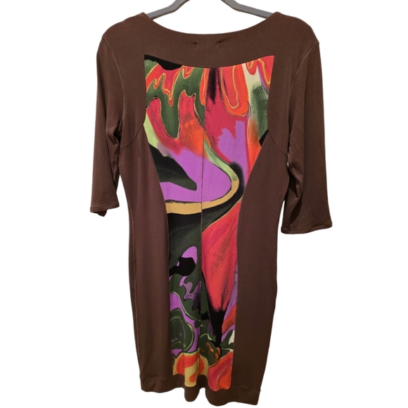 Eva Varro Abstract Print Three Quarter Sleeves Mini Dress. Size Medium - Picture 7 of 10